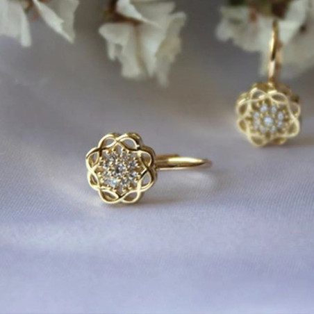 Arracades florals d’or de 14 quirats amb zircones Les Accessoires
