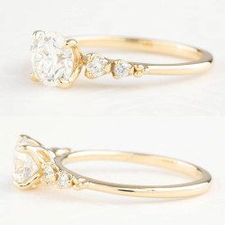 Anell de compromís d'inspiració vintage amb diamant de laboratori d'1 ct i diamants laterals en or de 14 k.