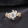 Anell de boda "Nature" amb branques entrellaçades, moissanites i diamants marquesa en or de 14 k